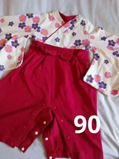袴　袴風ロンパース　カバーオール　90　女の子　ひなまつり　美品