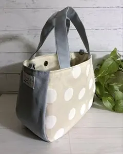 コロリンバッグ　倉敷帆布×水玉帆布　大きめサイズ　ハンドメイド