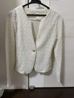 ノーカラージャケット ホワイト