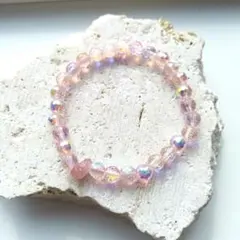 強いパワー☆ピンクトルマリン×オーラ水晶ブレスレット☆パワーストーン