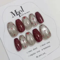 ネイルチップ | ハート ボルドー 赤 マグネット バレンタイン