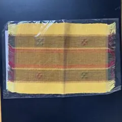 八重山みんさー織 敷物 黄色　山吹