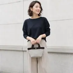 エルベシャプリエ Herve Chapelier Cライン舟型トート グレー茶のサムネイル