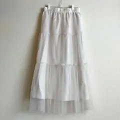 美品✩アースミュージック&エコロジー チュール ティアードスカート　ベージュ