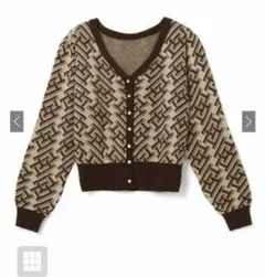 GRL(グレイル) 幾何学柄Vネックカーディガン M