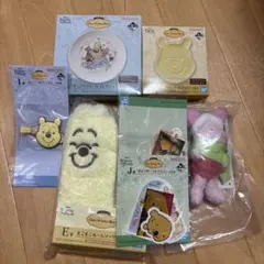 くまのプーさん　一番くじ　ルームソックス　プレート　ラバーコレクションマスコット