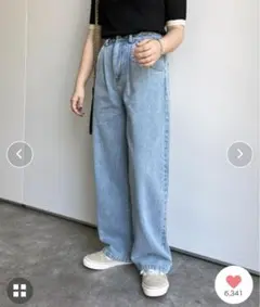 タックデニムパンツ