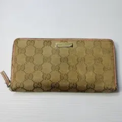 GUCCI GGキャンバス ラウンドファスナー 長財布 レディース ピンク系