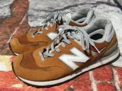 New Balance 574 スニーカー オレンジ/グレー27