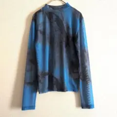 Uenui　ウニュイ　マーブルハイネックシアートップス ブルー　フリーサイズ