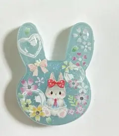 再販不可。お花♡うさぎレジンヘアゴムブローチ