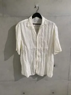 ZARA アイボリー ストライプ 半袖シャツ　⑼