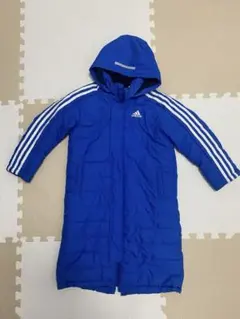 adidas 青いフード付きベンチコート アディダス