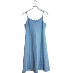 ユニクロ キャミワンピース S ブルー ロング フレア シンプル 春夏 上品