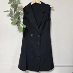 【美品】SHEIN ノースリーブ ダブルブレスト ワンピース M
