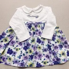 アナスイミニ　ワンピース　長袖　紫　花柄　80　入園式　フォーマル　ドレス