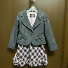 メゾピアノ120 グレー ブレザー チェック柄 スカート セット