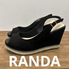 RANDA ブラックウェッジサンダル オープントゥ Lサイズのサムネイル