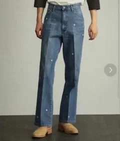 ラングラーフレアデニム　花柄刺繍