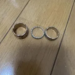 シルバー ゴールド 波状デザイン リングセット