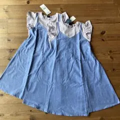 新品 フリル袖 ワンピース2着セット 双子 お揃い130cmのサムネイル