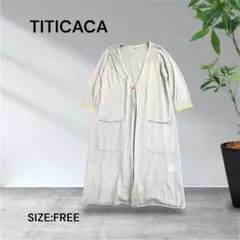 3424☆TITICACA ロングカーディガン ライトグレー フリーサイズのサムネイル
