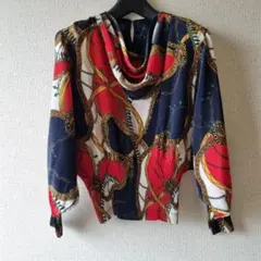 0915 レア レディース スカーフプリント ブルゾン トップス