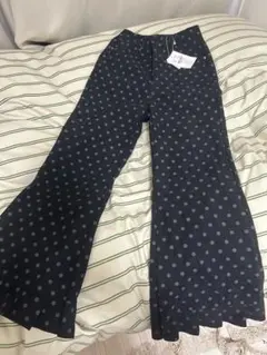 ブラックドット柄カジュアルパンツ Sサイズ
