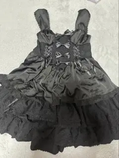 ゴスロリドレス 黒 レースアップ付き