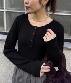 CIAOPANIC TYPY ヘンリーネック配色アンチピリングニット 最終値下げ