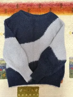 【mystic】シャイニー バイカラーニットネイビー