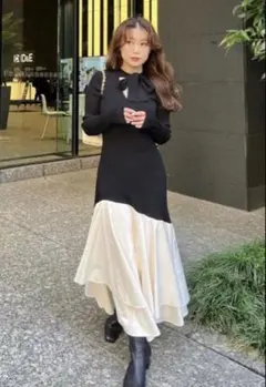 bicolor rib knit one-piece リウRiu Rちゃん - メルカリ