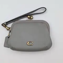 未使用級✨️COACHキスロック コイン パース がま口 グレー ゴールド