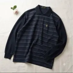 Gianni Valentino メンズ 長袖ポロシャツ ボーダー柄 美品【M】のサムネイル