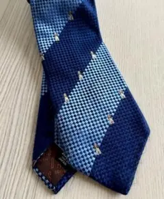 DAKS LONDON ダックス犬柄 ネクタイ シルク100% ネイビー 光沢のサムネイル