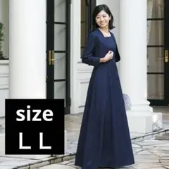 美品 R's GOWN アールズガウン LL マザーズドレス ネイビー