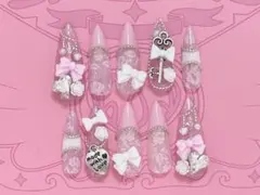 【現品】ネイルチップ 地雷系 量産型 レースネイル