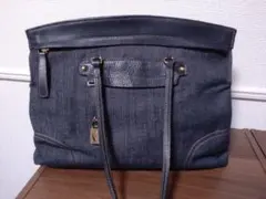 FURLA フルラ デニム トートバッグ ハンドバッグ ネイビー