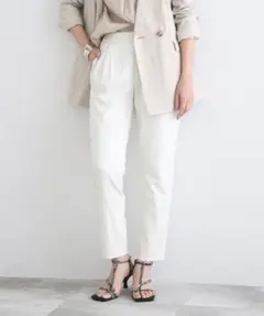 インディヴィ　【褒められパンツ/洗える】タックテーパードパンツ