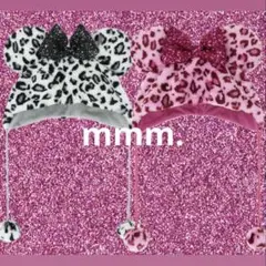 ディズニー　ファンキャップ　レオパード　ヒョウ柄　ミニー　ピンク　グレー