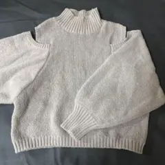 GRL オフショルダー長袖ニットセーター　ライトグレー