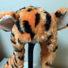 トラ耳付き帽子 オレンジと黒のストライプ