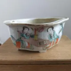 清朝・木瓜紋型絵入り鉢・ 盆栽鉢・ 陶芸・ 清朝・木瓜紋型絵入り鉢・ 盆栽鉢・ 陶芸・ - メルカリ