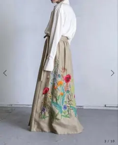 ヴィンテージ花柄刺繍 フレアロングスカートのサムネイル