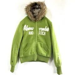 【Abercrombie & Fitch】ファーフード ジップパーカー ロゴ M