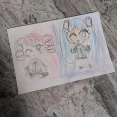 重音テトオリジナルアニメ風イラスト ハガキサイズ初音ミク