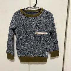 キッズ トレーナー 杢グレー カーキ エルボーパッチ　120 トップス 子供服