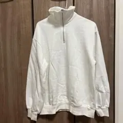 ホワイト ハイネック ジッパートレーナー