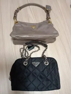 PRADA 2個セット①キルティング ミニボストンバッグ②おまけレザーショルダー