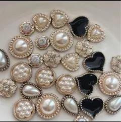 デコパーツ　カボション　センターパーツ　ビジュー　ハート　パール